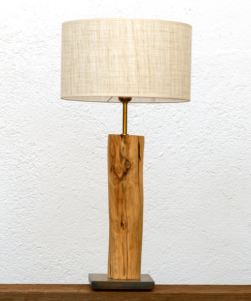 Lámpara Mediterráneo. Gran Lámpara de mesa, de madera de Enebro con Pantalla de lino - Yolpiq/013-dn