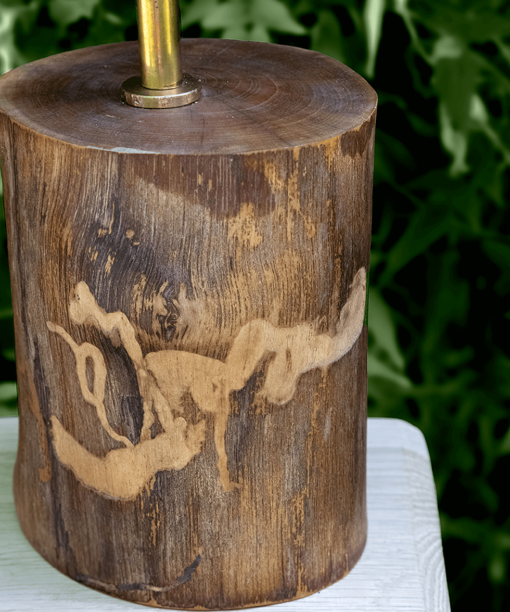 Lámpara Natural base - Lámpara de mesa de madera de Nogal al natural como se ve en este detalle de su tronco - Yolpiq/007 -dn