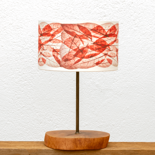 Lámpara Corcha Hojas-rojas - Una Lámpara de mesa, de madera de Alcornoque y Pantalla Hojas Rojas - Yolpiq/052 dn