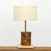 Lámpara Natural pantalla Lino - Lámpara de mesa, de madera de Nogal al natural, con base de madera de Castaño y Pantalla de Lino - Yolpiq/007 -dn